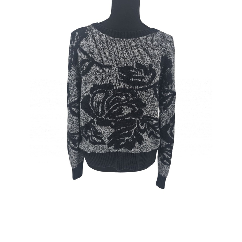 Gap‎ Knit SWEATER Women's Medium Black Flower
